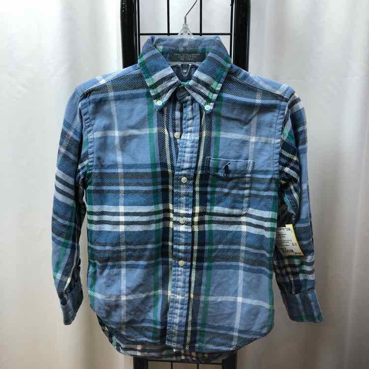 Polo-Ralph Lauren Baby Blue Plaid Child Size 6 Boy's Shirt
