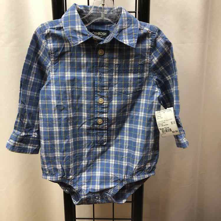 Oshkosh Blue Plaid Child Size 12 m Boy's Shirt