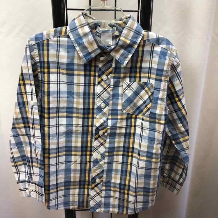 Janie and Jack Baby Blue Plaid Child Size 4 Boy's Sweatshirt
