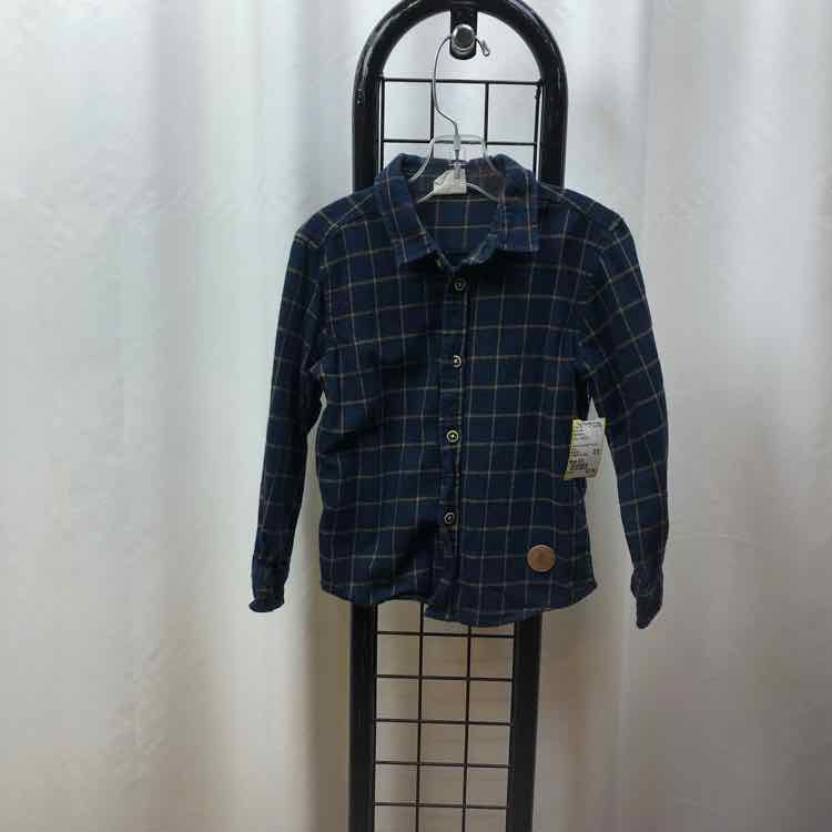 Right Euro Navy Plaid Child Size 4/5 Boy's Shirt