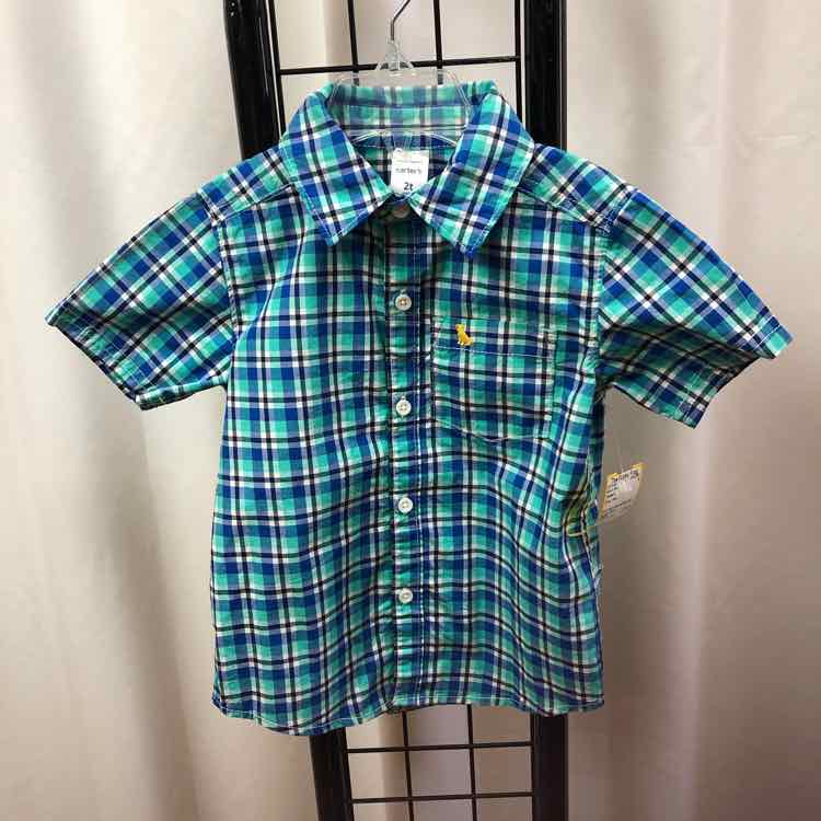 Carter's Blue Plaid Child Size 2 Boy's Shirt