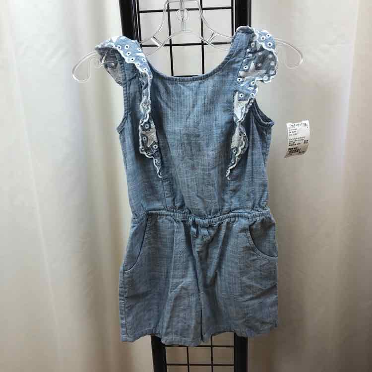 Cat & Jack Blue Eyelet Child Size 4/5 Girl's Romper