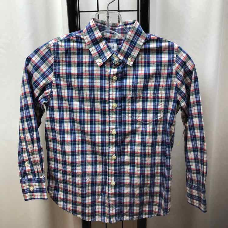 Gap Navy Plaid Child Size 6/7 Boy's Shirt