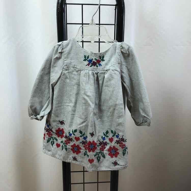 Gap Gray Embroidered Child Size 6-12 m Girl's Dress