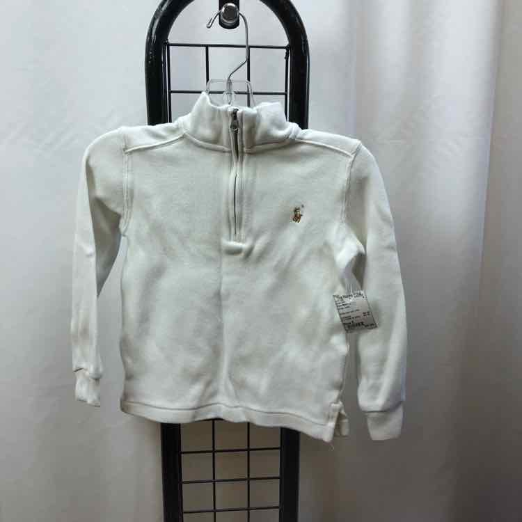 Polo-Ralph Lauren White Solid Child Size 5 Boy's Shirt