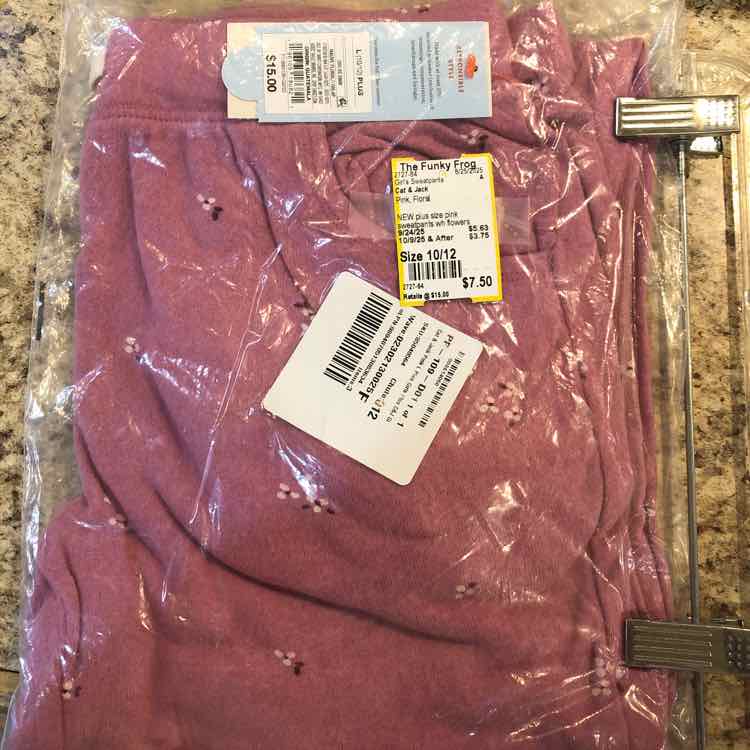 Cat & Jack Pink Floral Child Size 10/12 Girl's Sweatpants