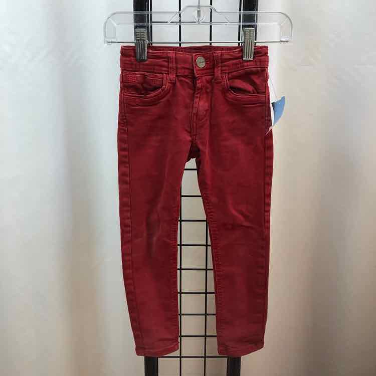 Okaidi Red Solid Child Size 3 Boy's Pants