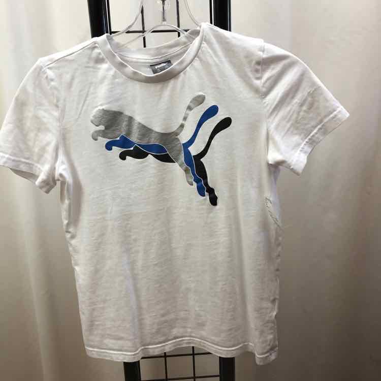 Puma White Logo Child Size 7/8 Boy's Shirt