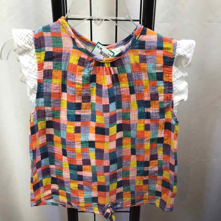 Miki Miette Rainbow Checkered Child Size 8 Girl's Shirt