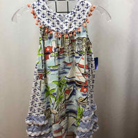 Sassy Me White Patterned Child Size 6 Girl's Dress