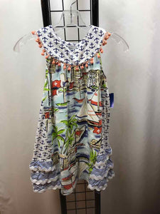 Sassy Me White Patterned Child Size 6 Girl's Dress