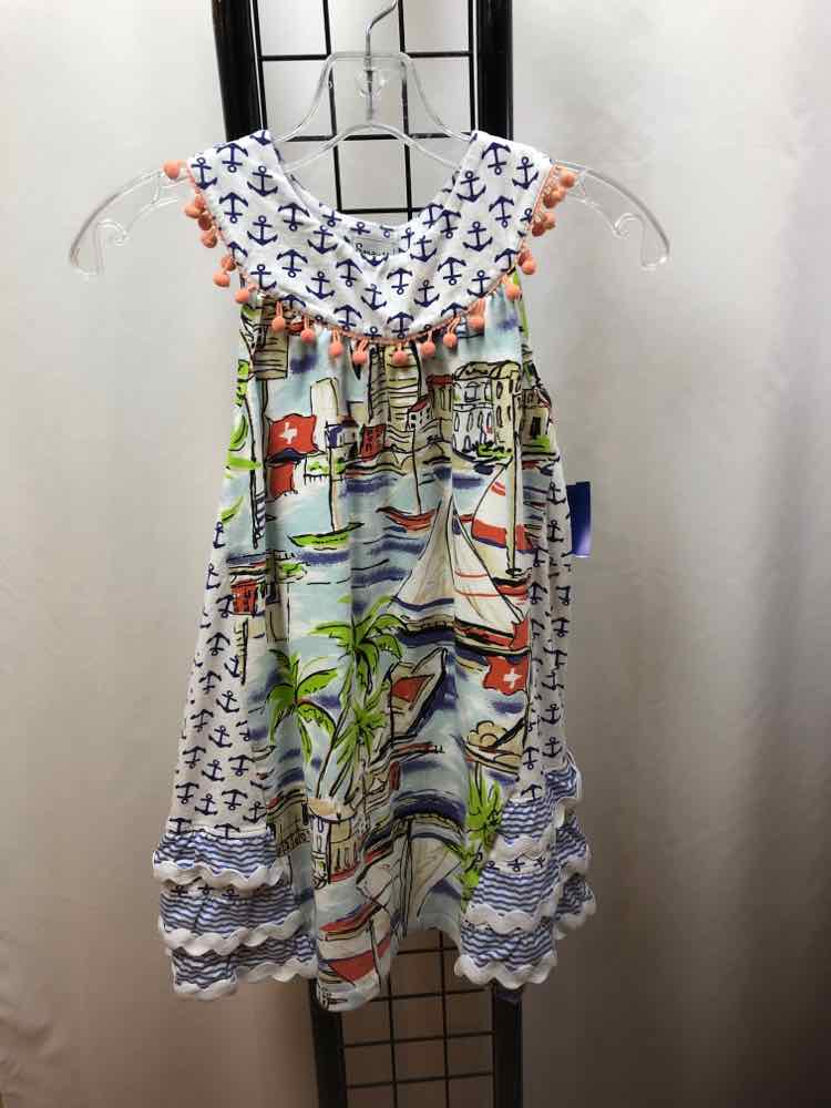 Sassy Me White Patterned Child Size 6 Girl's Dress