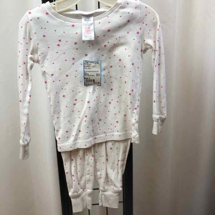 Mini Boden White Stars Child Size 3 Girl's Pajamas