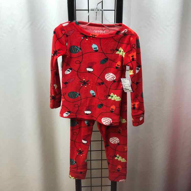 Cat & Jack Red Christmas Child Size 3 Boy's Pajamas
