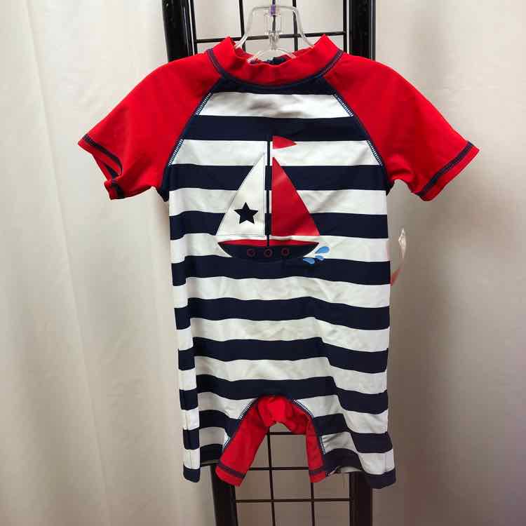 Little Me Navy Stripe Child Size 24 m Boy's Swimwear