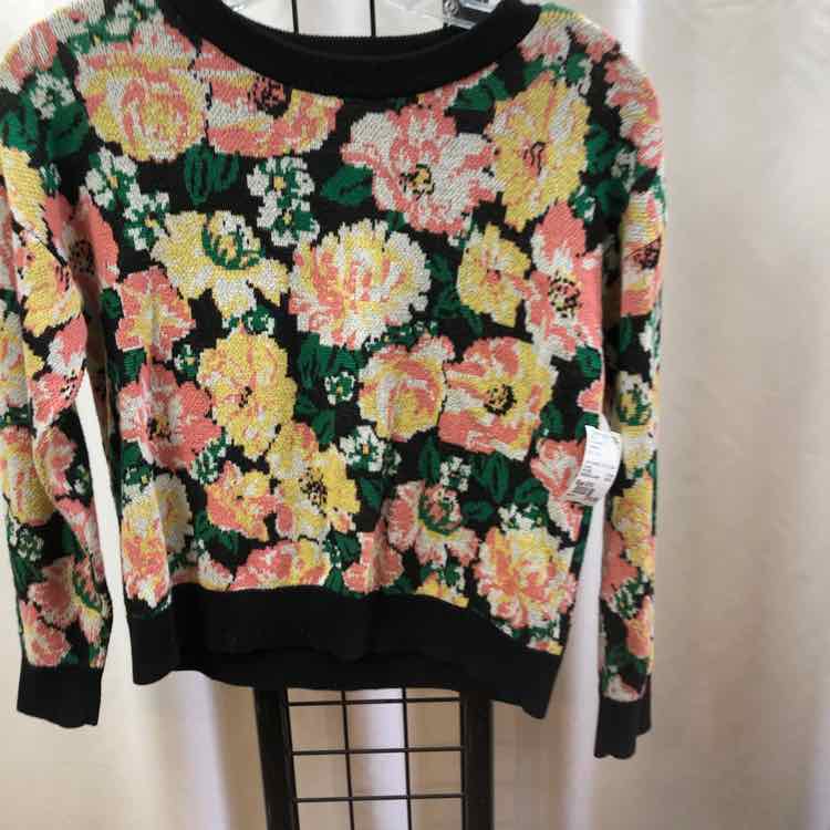 Nordstrom Black Floral Child Size 8/10 Girl's Sweater