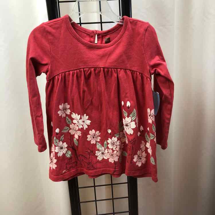 Tea Red Floral Child Size 3 Girl's Shirt