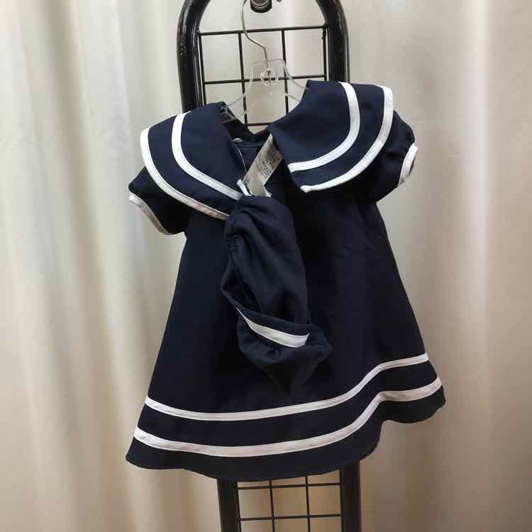 Rare Editions Navy Solid Child Size 12 m Girl's Dress