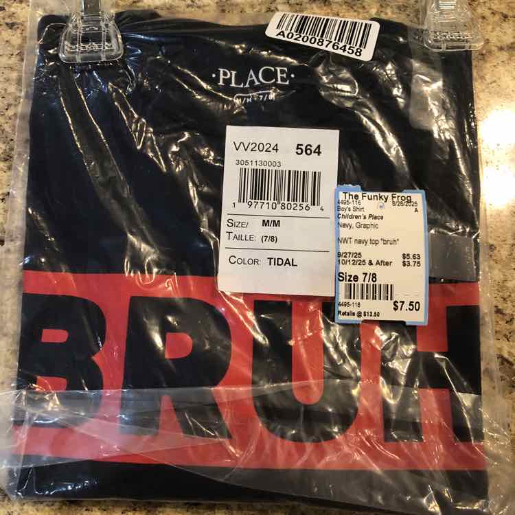 Children's Place Navy Graphic Child Size 7/8 Boy's Shirt