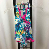 Garnet Hill Blue Floral Child Size 7 Girl's Swimwear