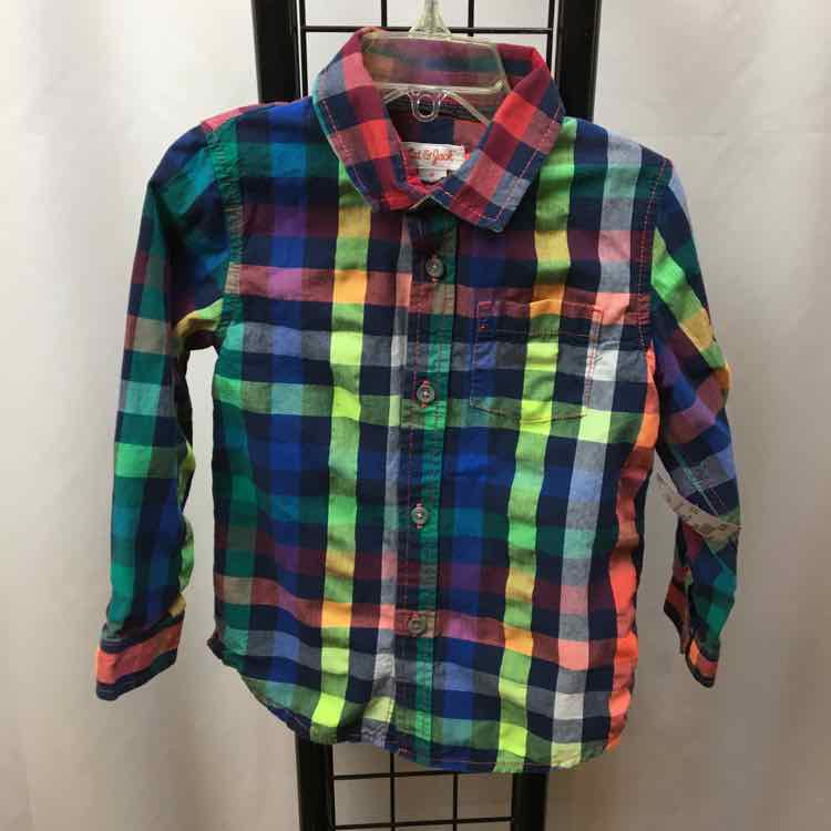 Baby rainbow plaid button down