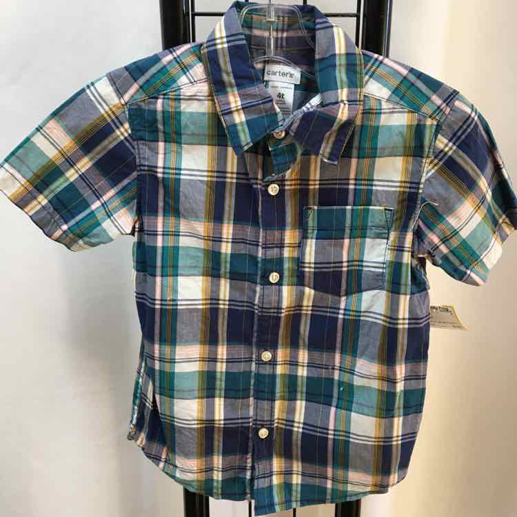 Carter's Blue Plaid Child Size 4 Boy's Shirt