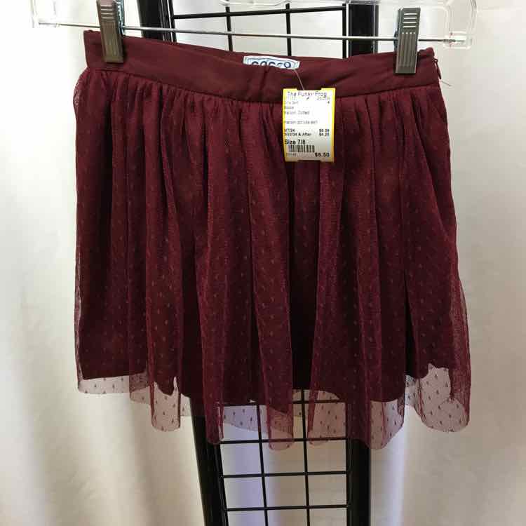Gocco Maroon Dotted Child Size 7/8 Girl's Skirt